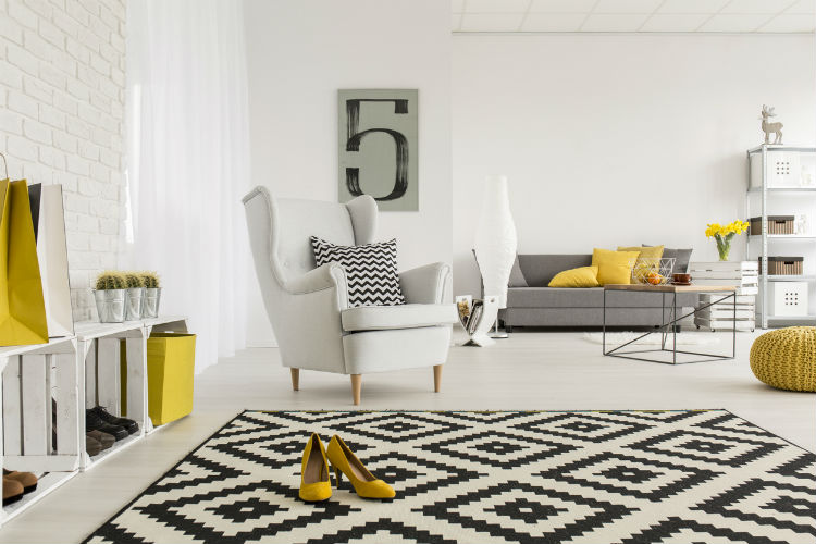 eleganter Wohnbereich mit stilvollem Design Teppich