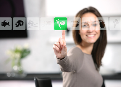 Per Touchscreen lassen sich in der Küche der Zukunft Lebensmittel nachbestellen