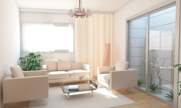 Souterrainwohnung eingerichtet mit hellen Farben