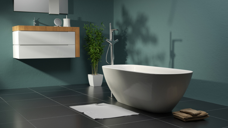 Modernes Badezimmer mit Grüntönen